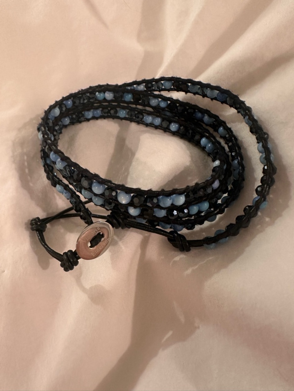 Valerie Emerson Wrap Bracelet with Blue and Black Beads